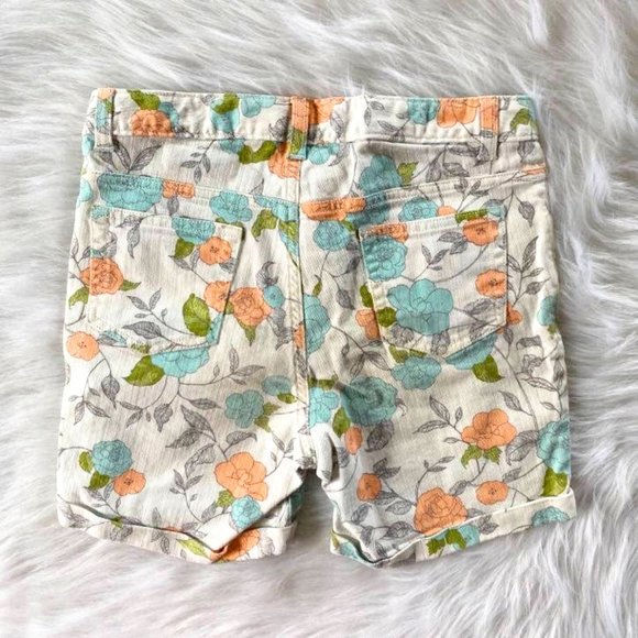 Lands End Girls White Floral Denim Shorts Size 14 - Picture 2 of 3